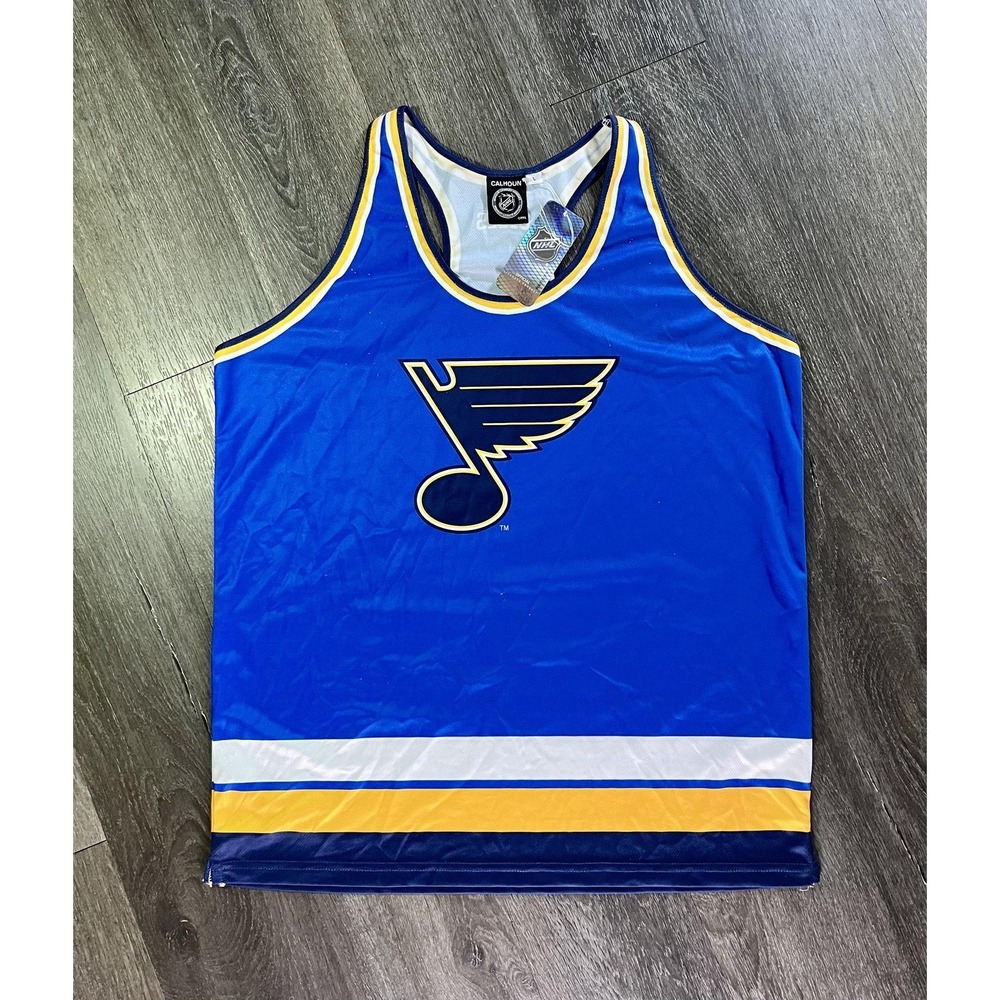St. Louis Blues Shirt Mens L Blue NHL Hockey Calhoun Tank Top Jersey Graphic‎